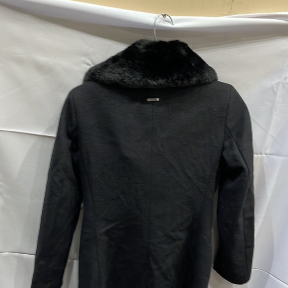 BNWT DKNY Full Length Fur collar Black wool Coat XXS - Picture 9 of 11